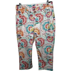 Chico’s Perfect Stretch Girlfriend Slim Leg Capri Pants Size 2 L Multicolored